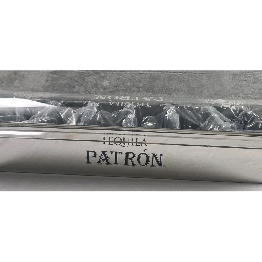 Patro'n Tequila Bar Caddy 6 Compartment Stainless Roll Top Cover New